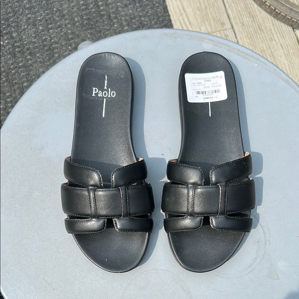 Paolo Black Minimalist Slide Sandals